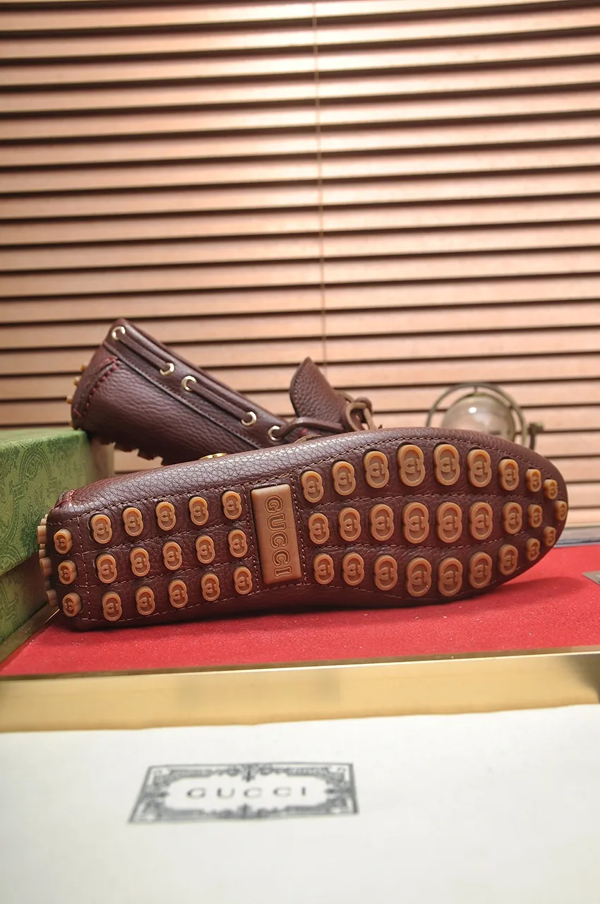 Men's Men's Shoes💰420💶【GUCCI】 (High-end Niuli) New 🍀Gucci*——Gucci Doudou Shoes! Made of imported original cowhide, the inner top layer is comfortable cowhide lining! Original wear-resistant rubber outsole! High quality products! Code number 38-44!